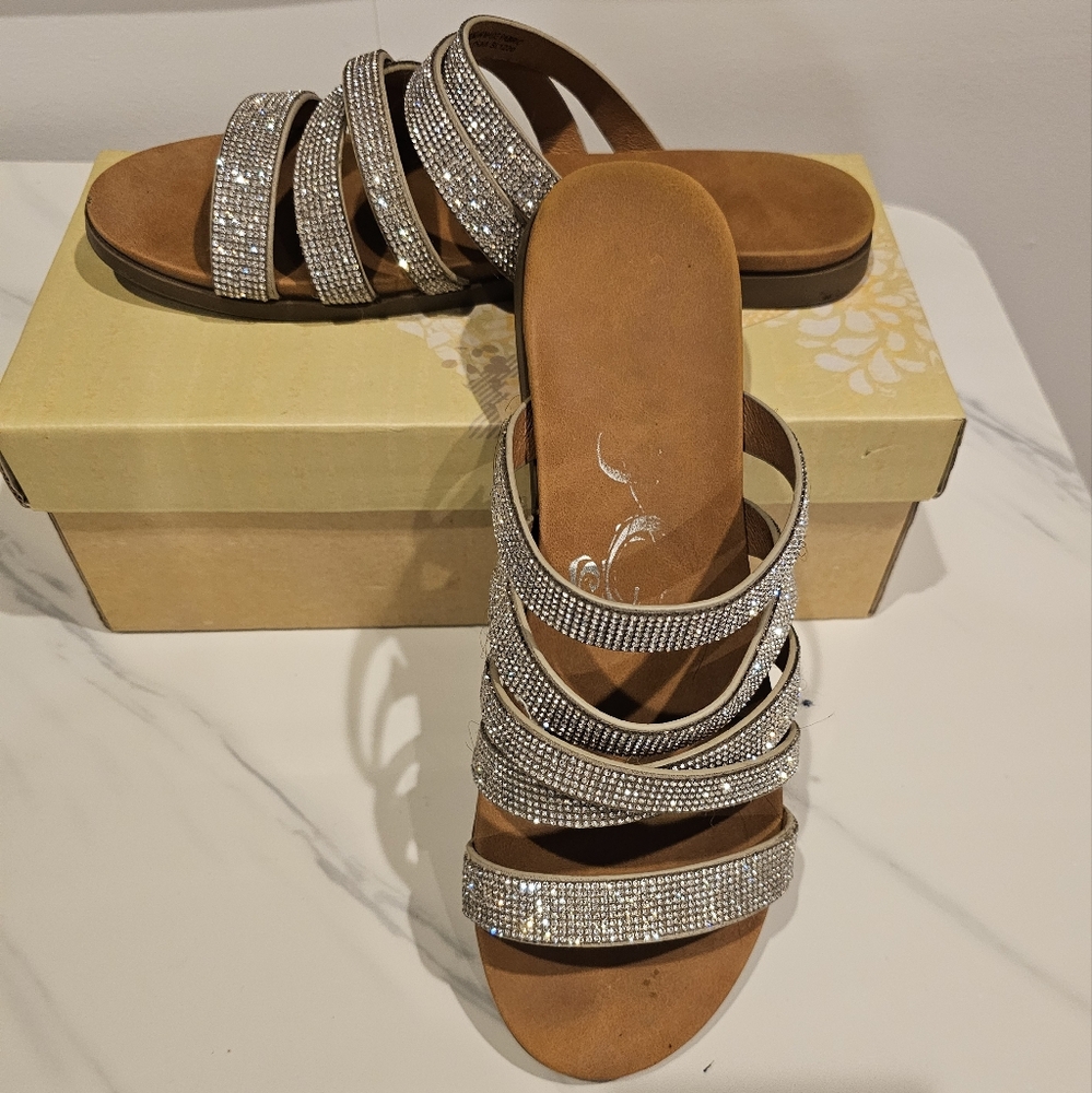 Size 8.5  Slide In Rhinestone Sandal